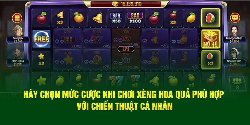 Hãy chọn mức cược khi chơi xèng hoa quả phù hợp với chiến thuật cá nhân